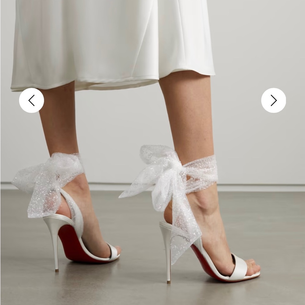 Women’s brand new w/box Cristian Louboutin white wrap ankle heels 41
